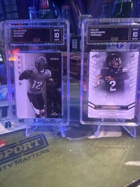 Graded 10 2024 Leaf Rookie cards Shedeur Sanders & Travis Hunter lot